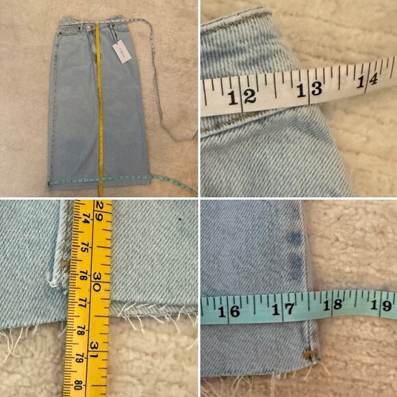Light Blue Criss Cross Piral Denim Midi Skirt Size Small Front Slit WITH DEFECT - Picture 11 of 13